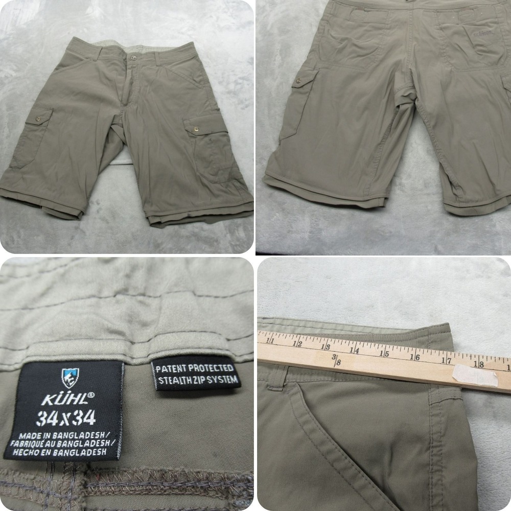 Kuhl Short Mens 34 Green Stealth Zip System Flat Front Cargo Hiking‎ Outdoor